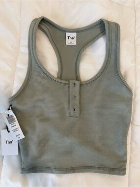 TNA Waffle Knit Racerback Tank in Sage